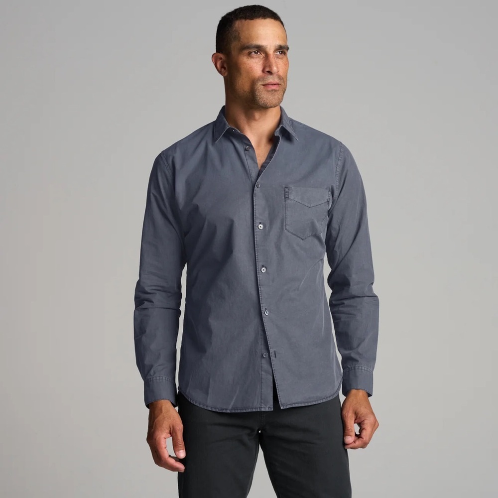 Rowan Everett Poplin Long Sleeve Button Down Shirt - Slate Blue - Small - NWT